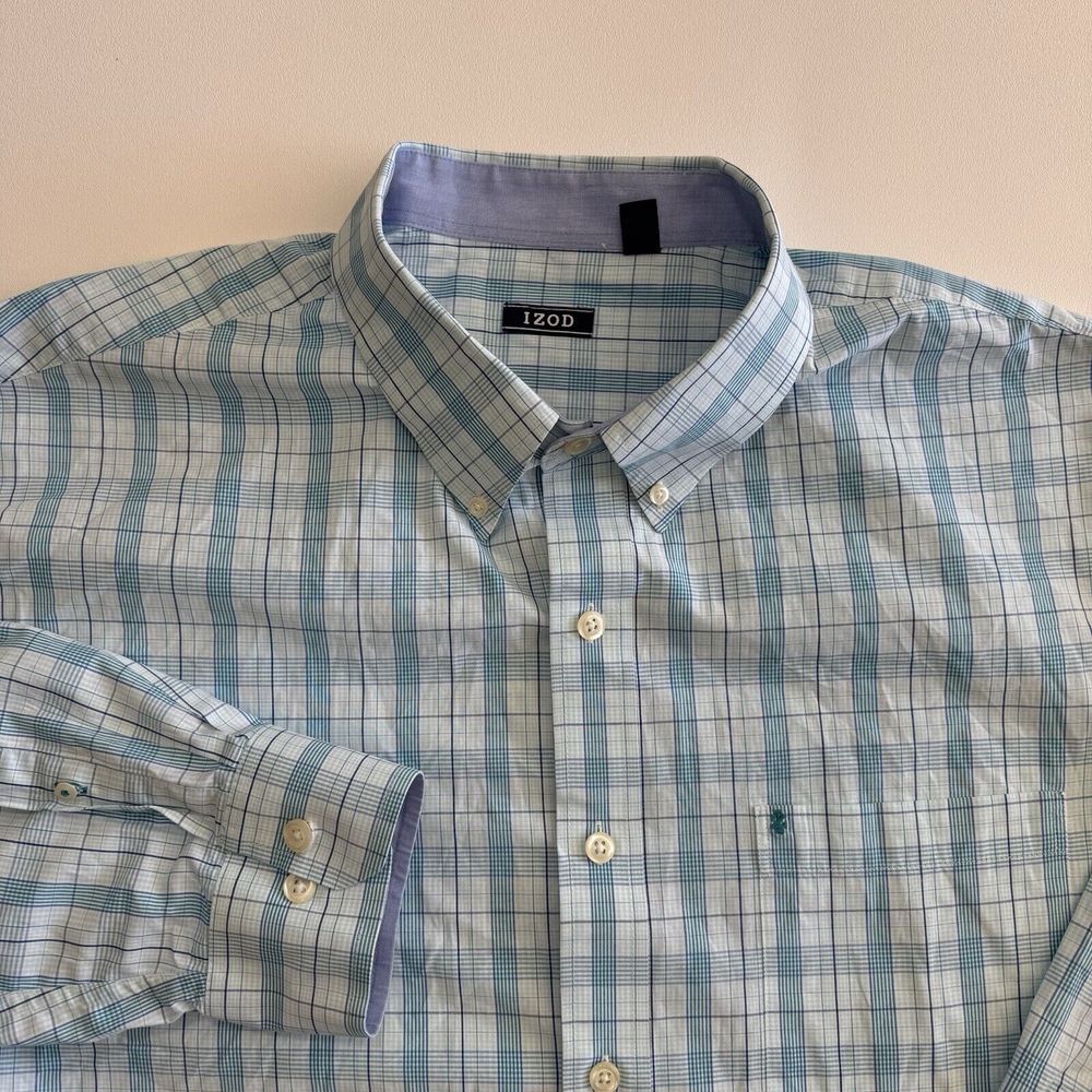 IZOD Button Up Shirt Men's 2XL XXL Short‎ Sleeve Multicolor Plaid